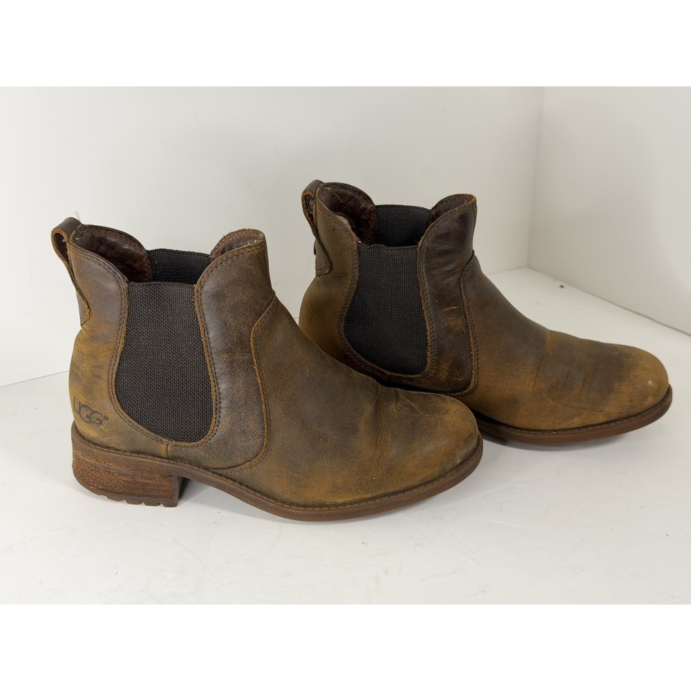 UGG Bonham Waterproof Chelsea Boots‎ Brown Leather, Woman size 6.5